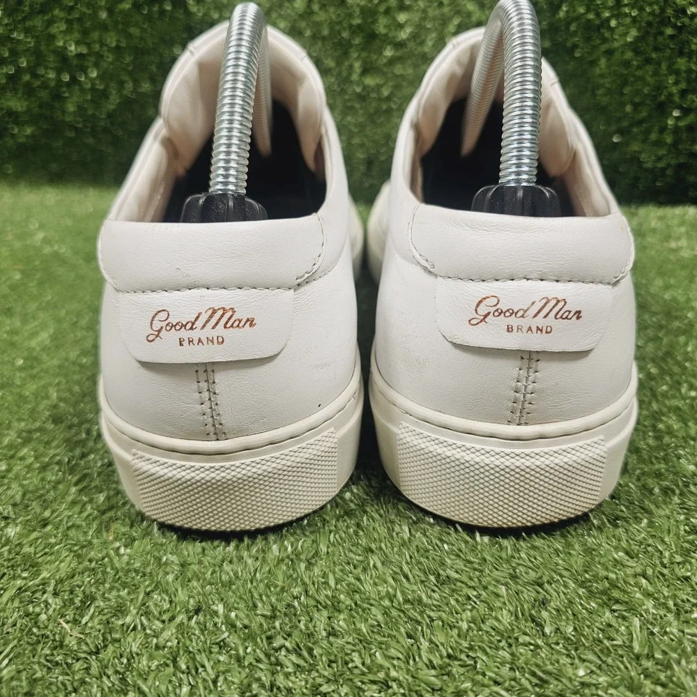 Goodman Brand Edge White Leather Low Top Lace Up Sneakers Mens Size 9